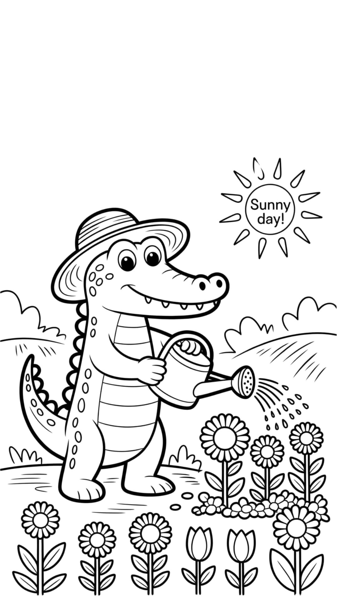 easy crocodile coloring pages