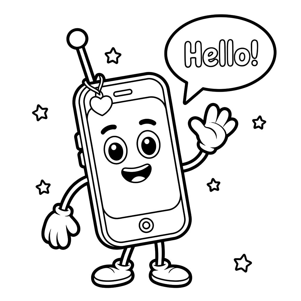 cell phone coloring page
