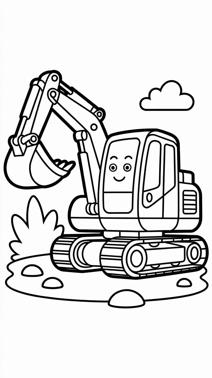 cat excavator coloring page