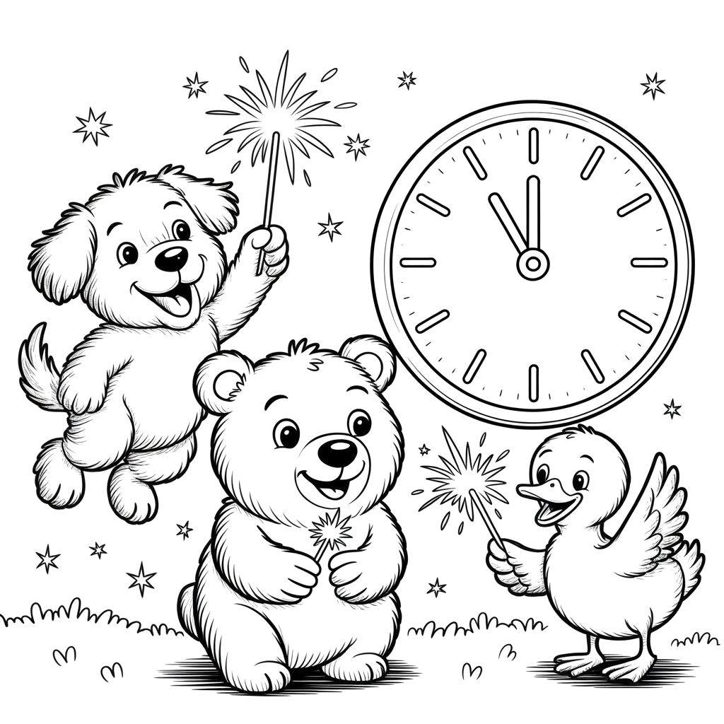 happy new year color pages