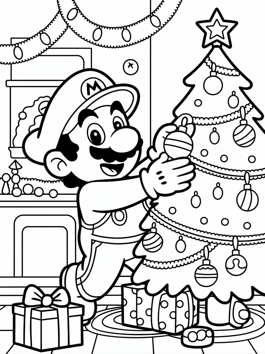 mario christmas coloring sheet