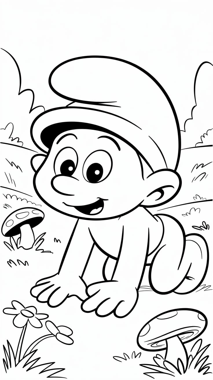 blue smurf cat coloring page