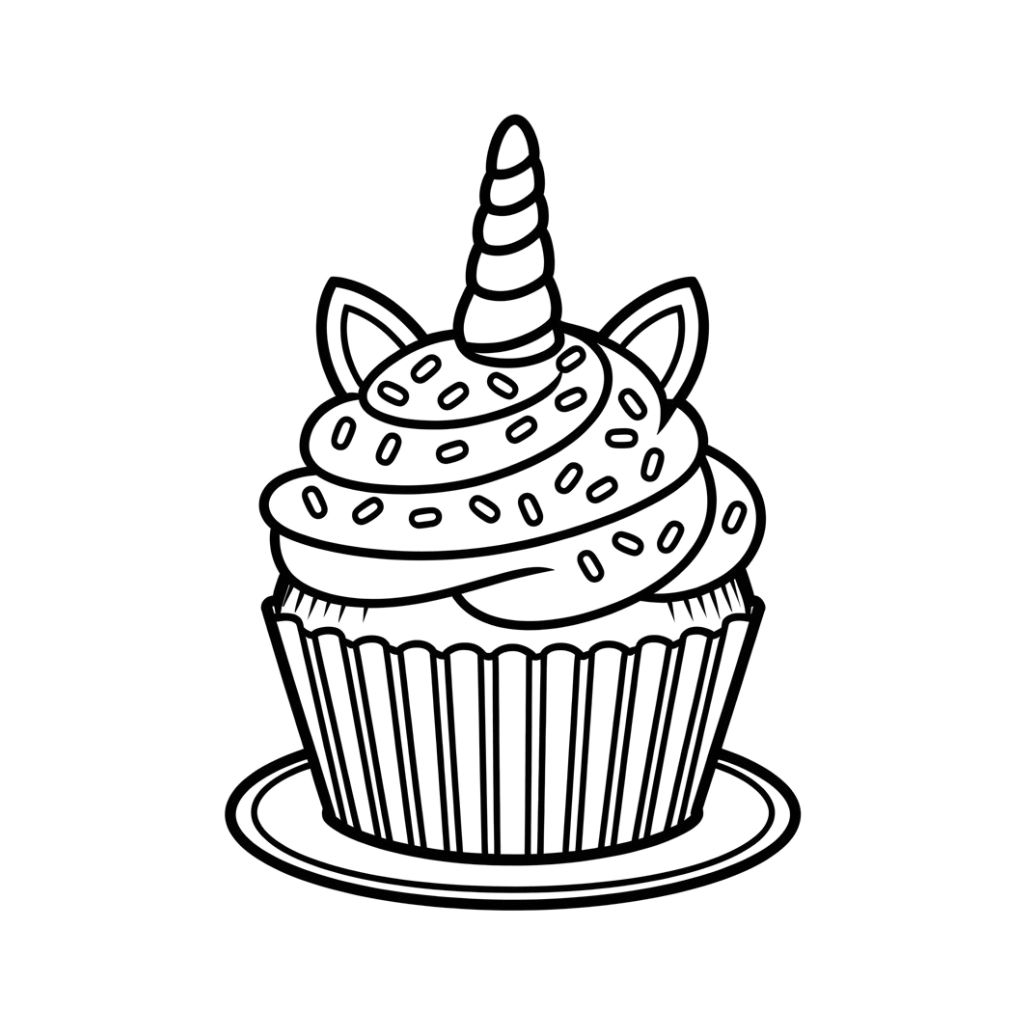 unicorn cupcake coloring pages