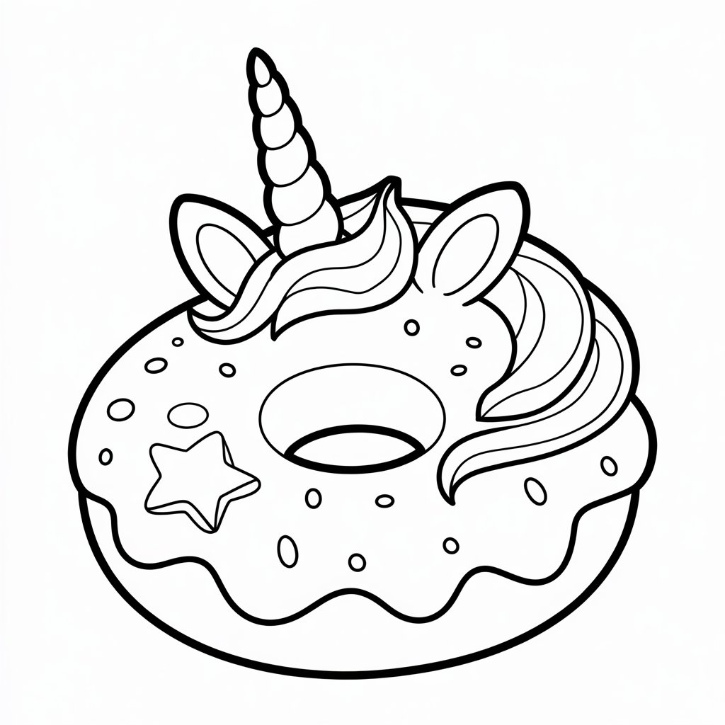 unicorn doughnut coloring pages