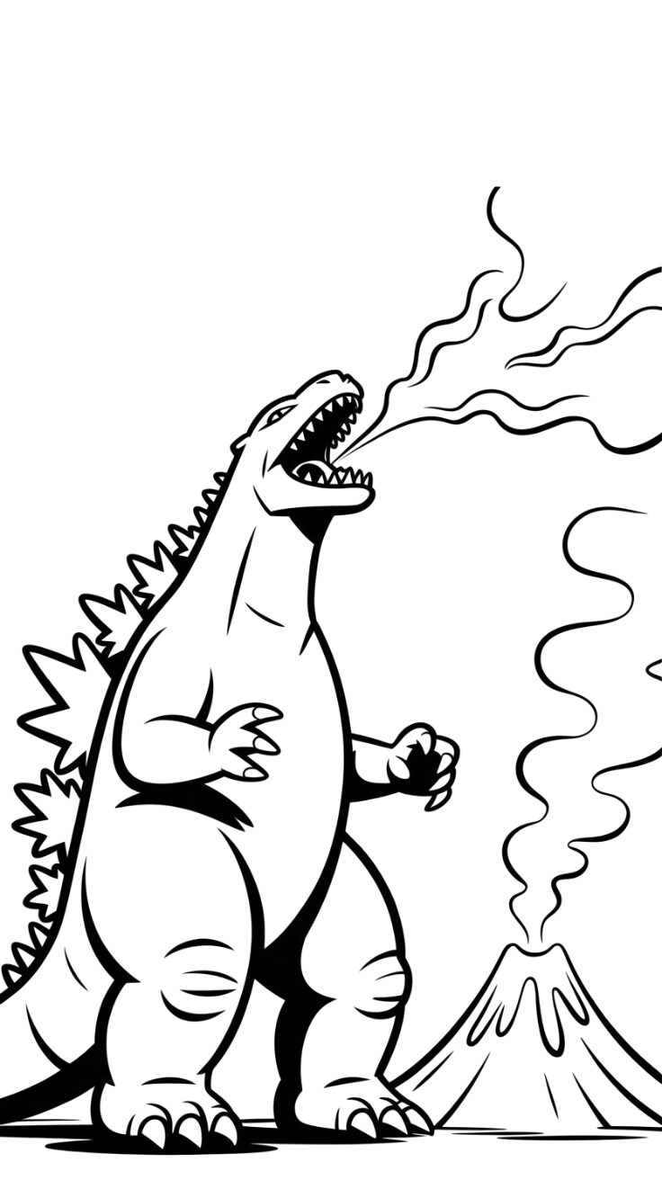 coloring page godzilla