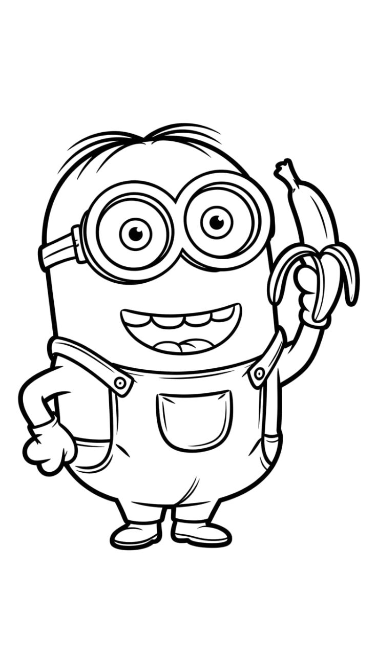 minion banana coloring pages