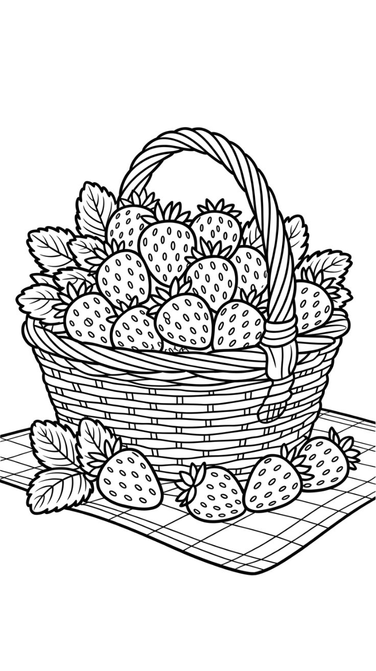 cute strawberry coloring page