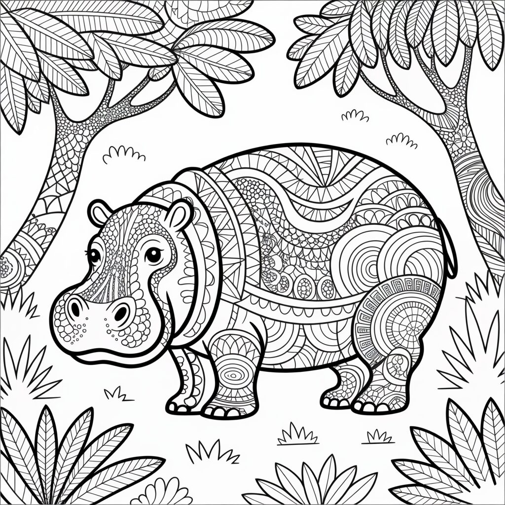 hippo coloring sheets