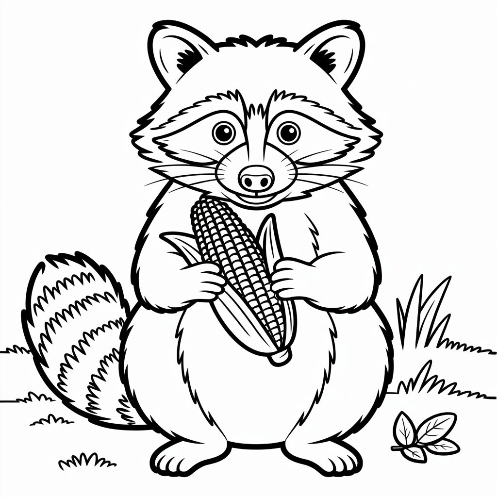 coloring page raccoon