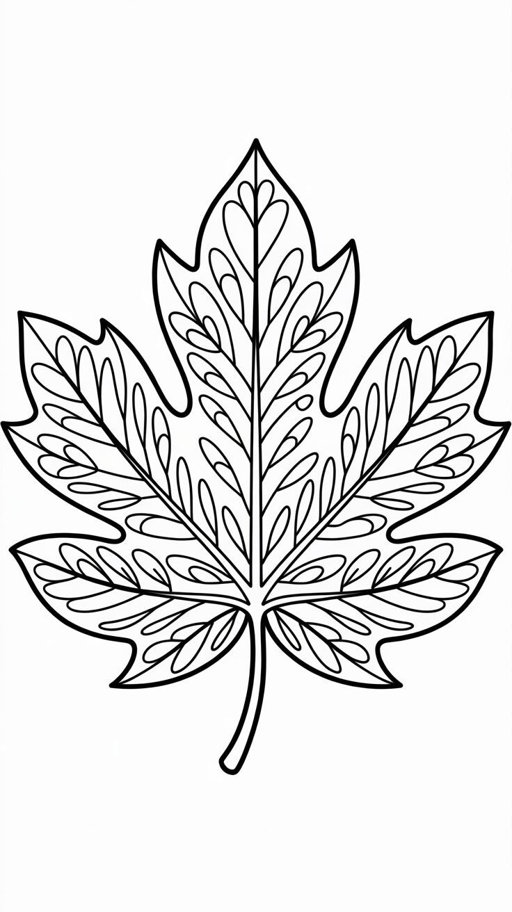 leaf coloring book page