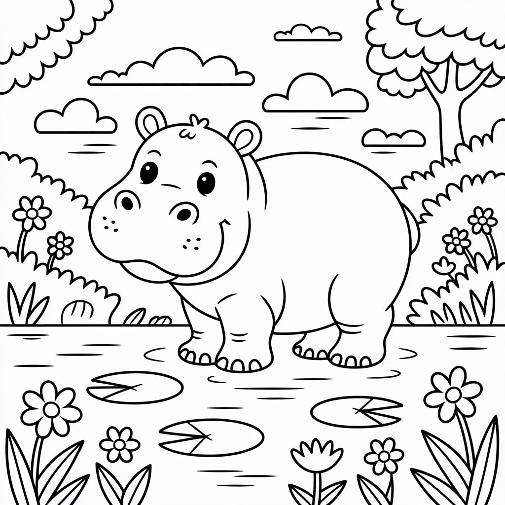 hippo coloring pages printable