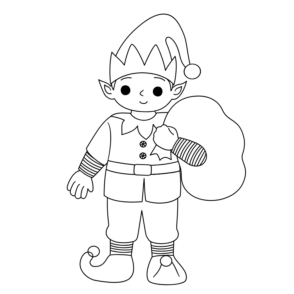 christmas elf coloring pages