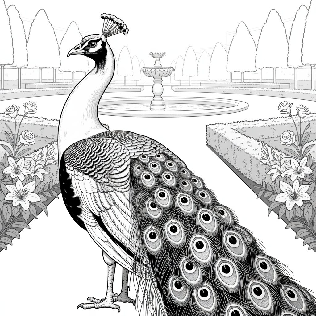peacock coloring book pages