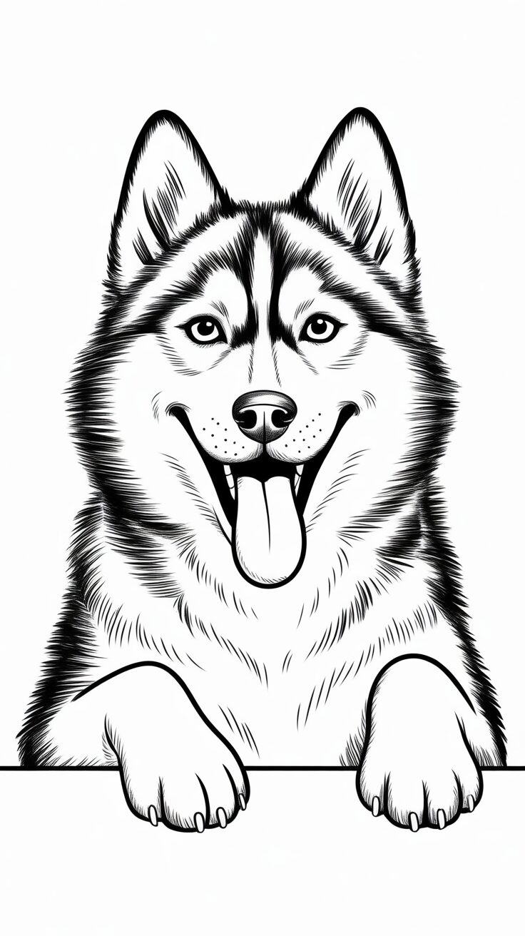 husky dog coloring page