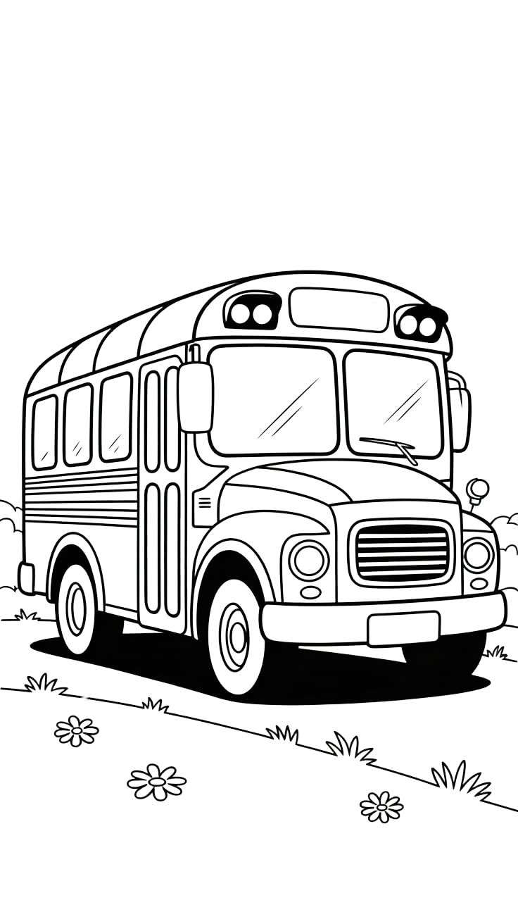 easy bus coloring page