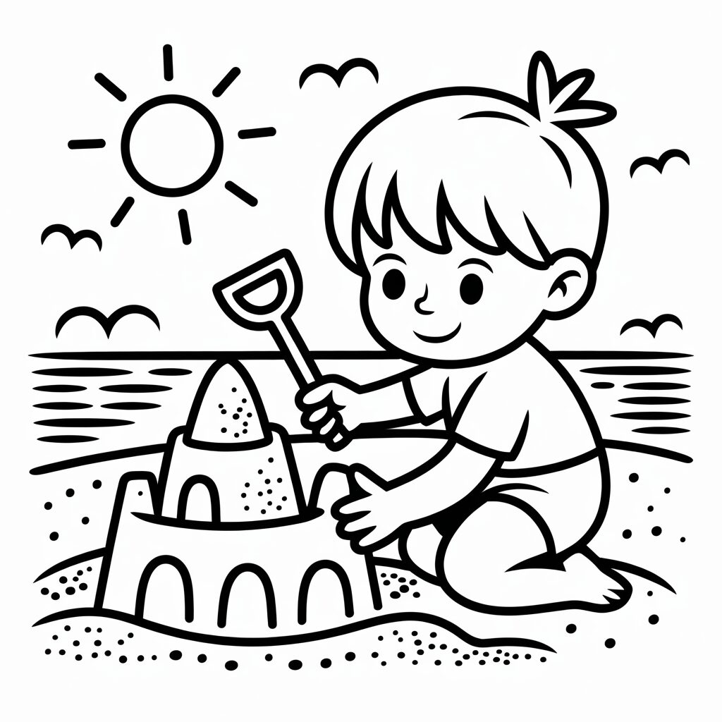coloring page beach