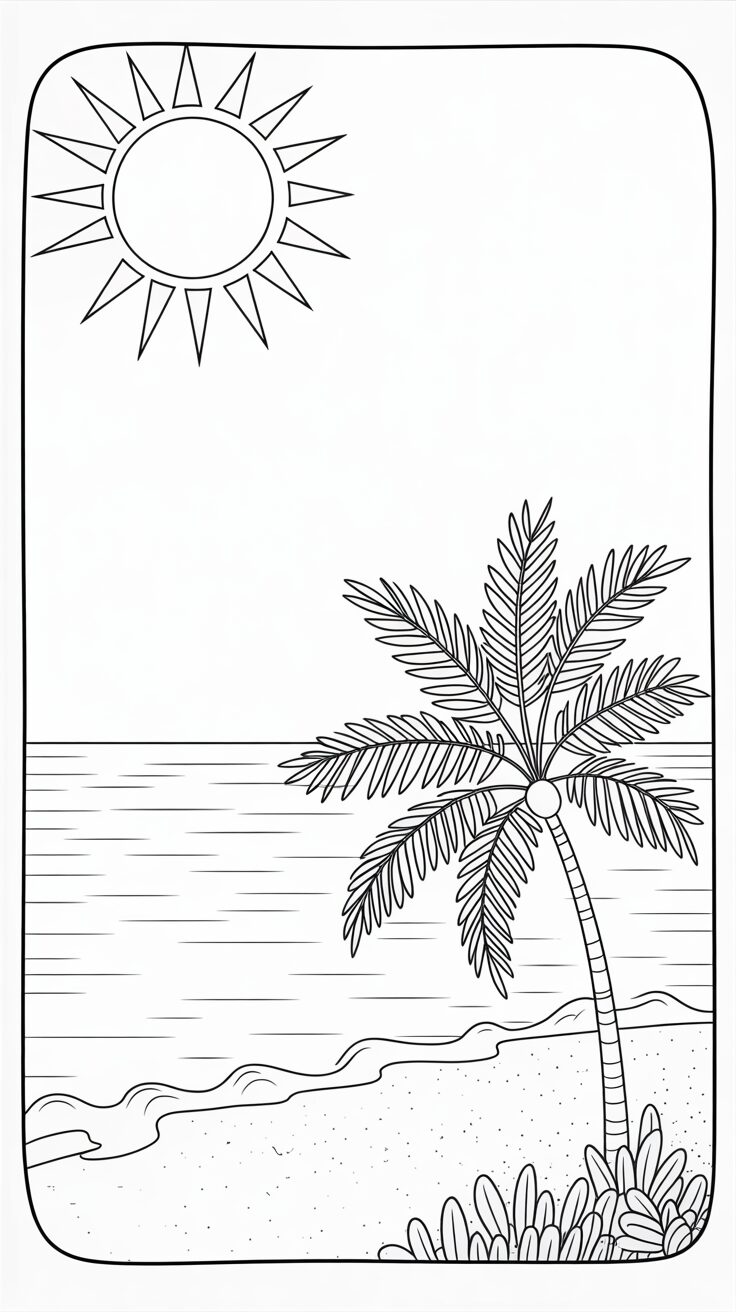 coloring book pages beach