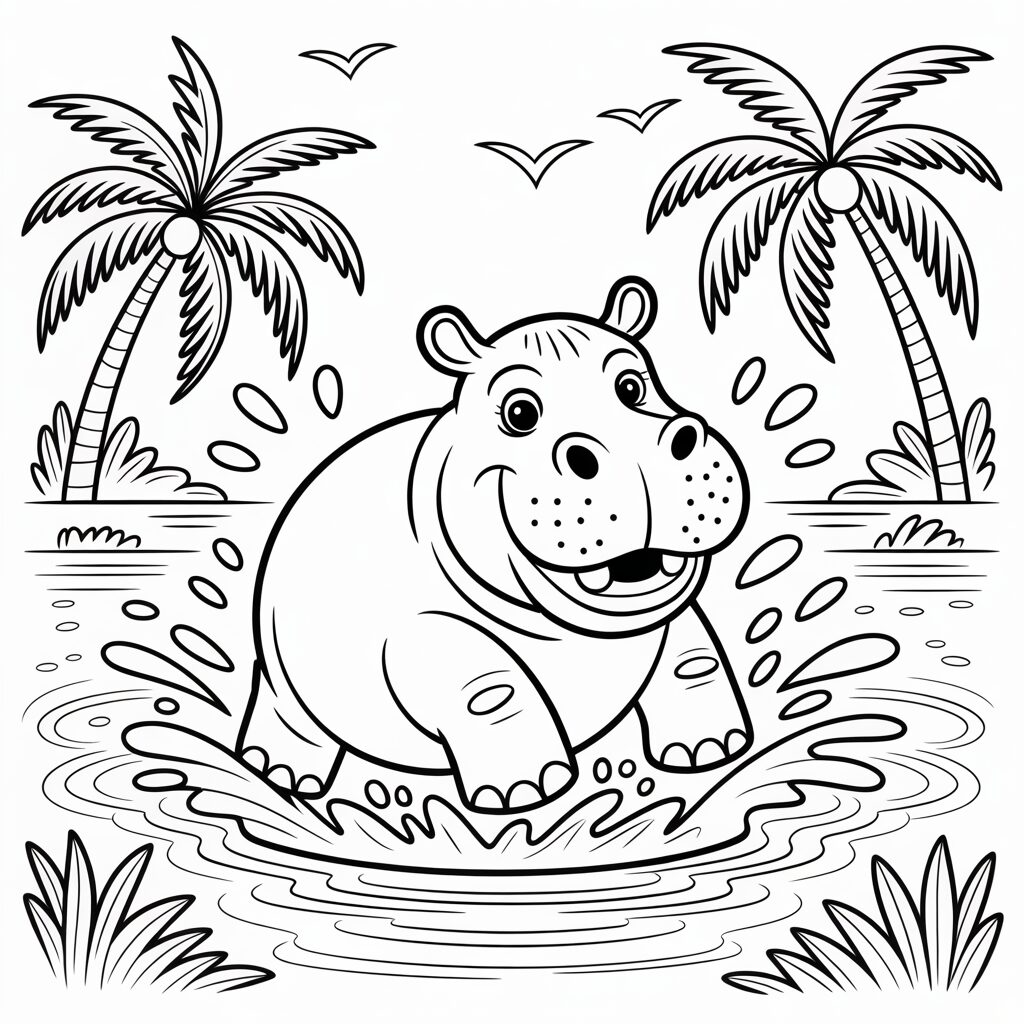 cute hippo coloring pages