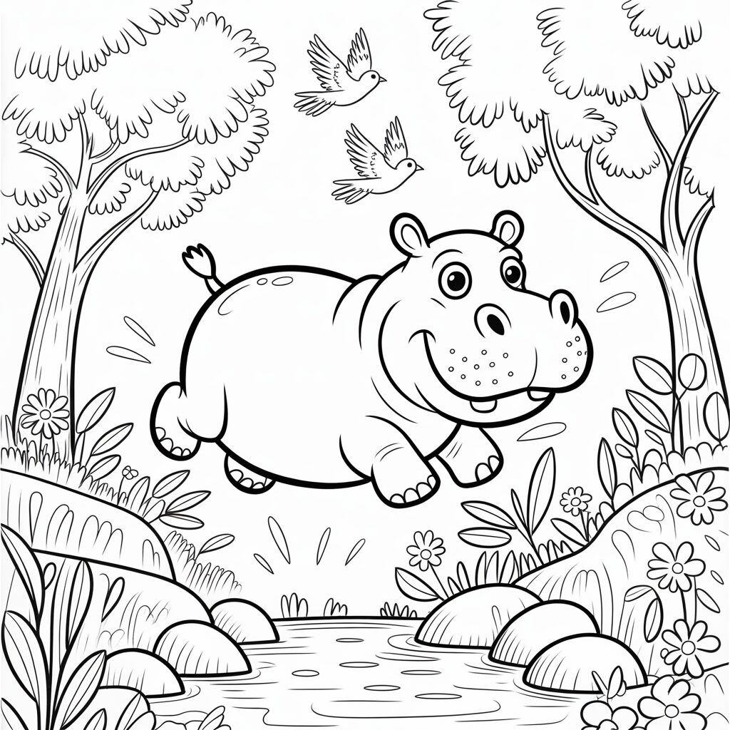 hippo coloring sheet