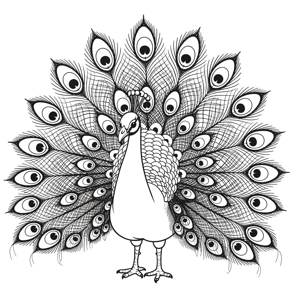 peacock coloring pages colored