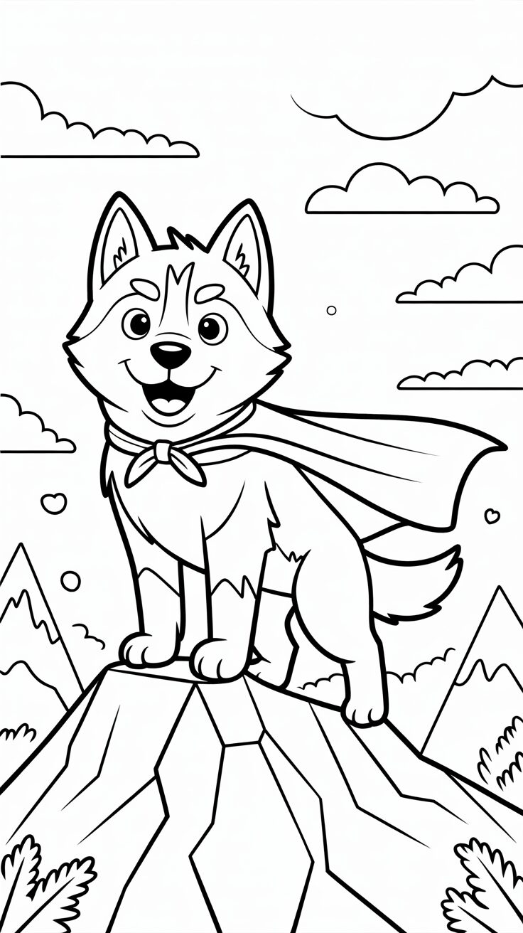 realistic husky coloring pages