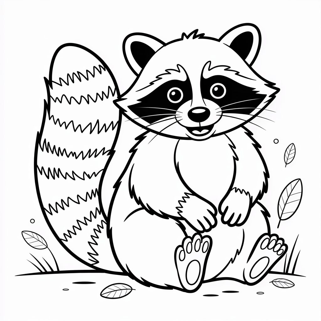 realistic raccoon coloring page