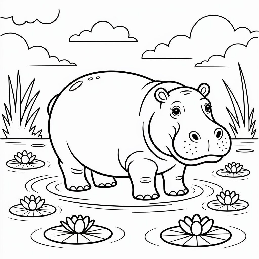 free printable hippo coloring pages