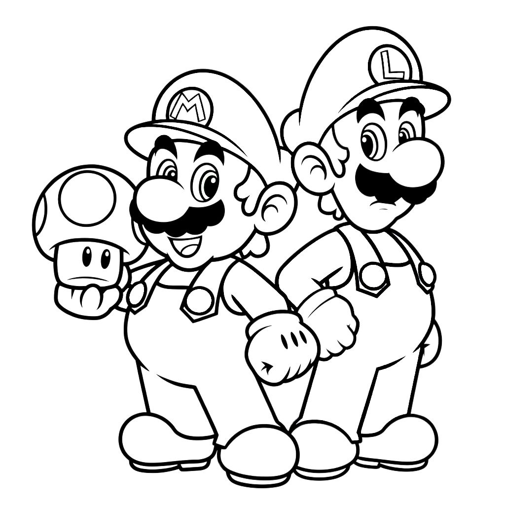 mario and luigi color pages