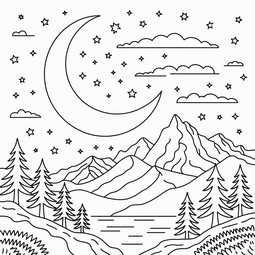 coloring sheet moon