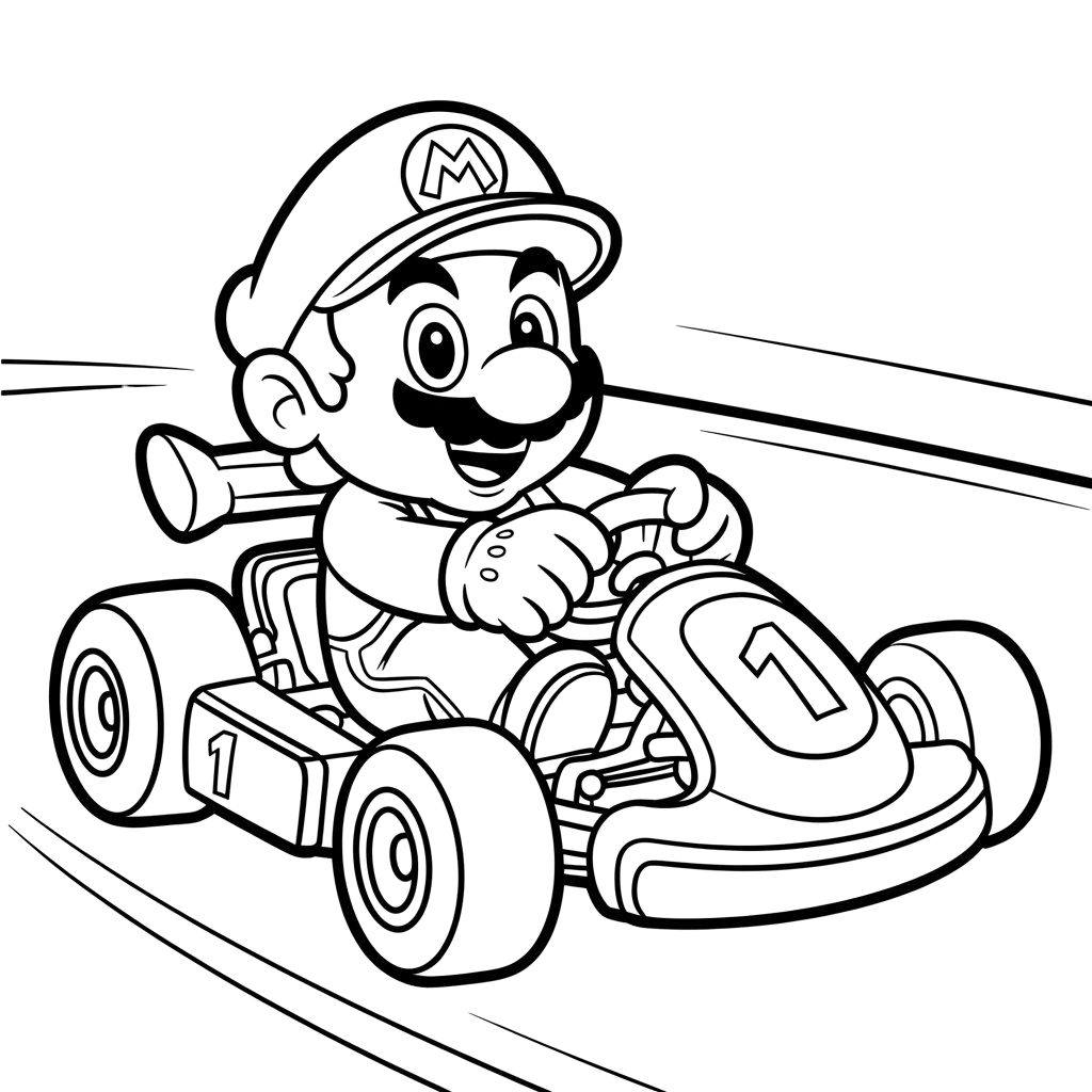 mario kart color pages
