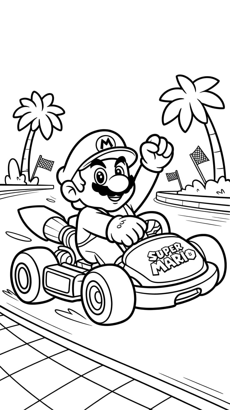 mario kart coloring sheet
