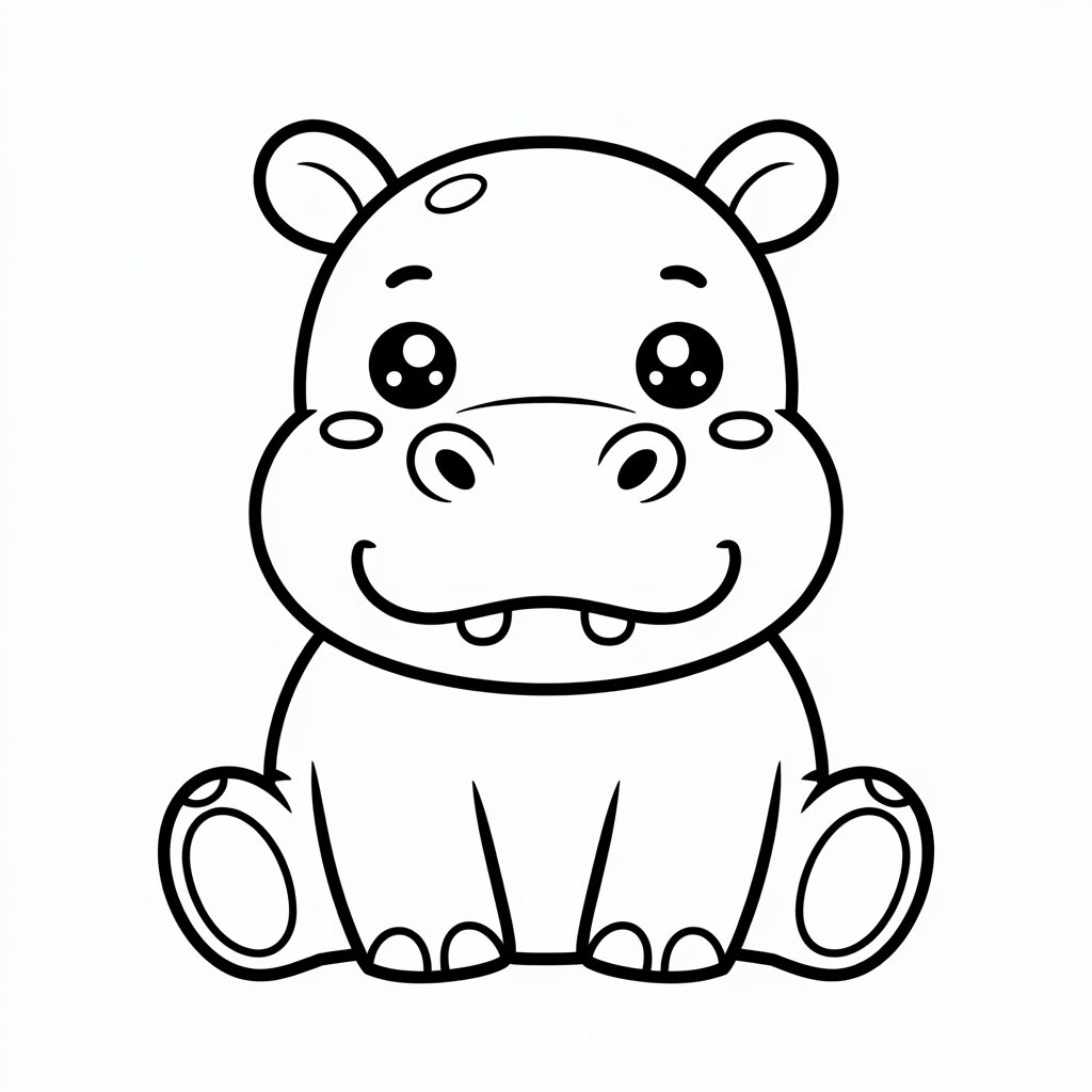 coloring page hippo