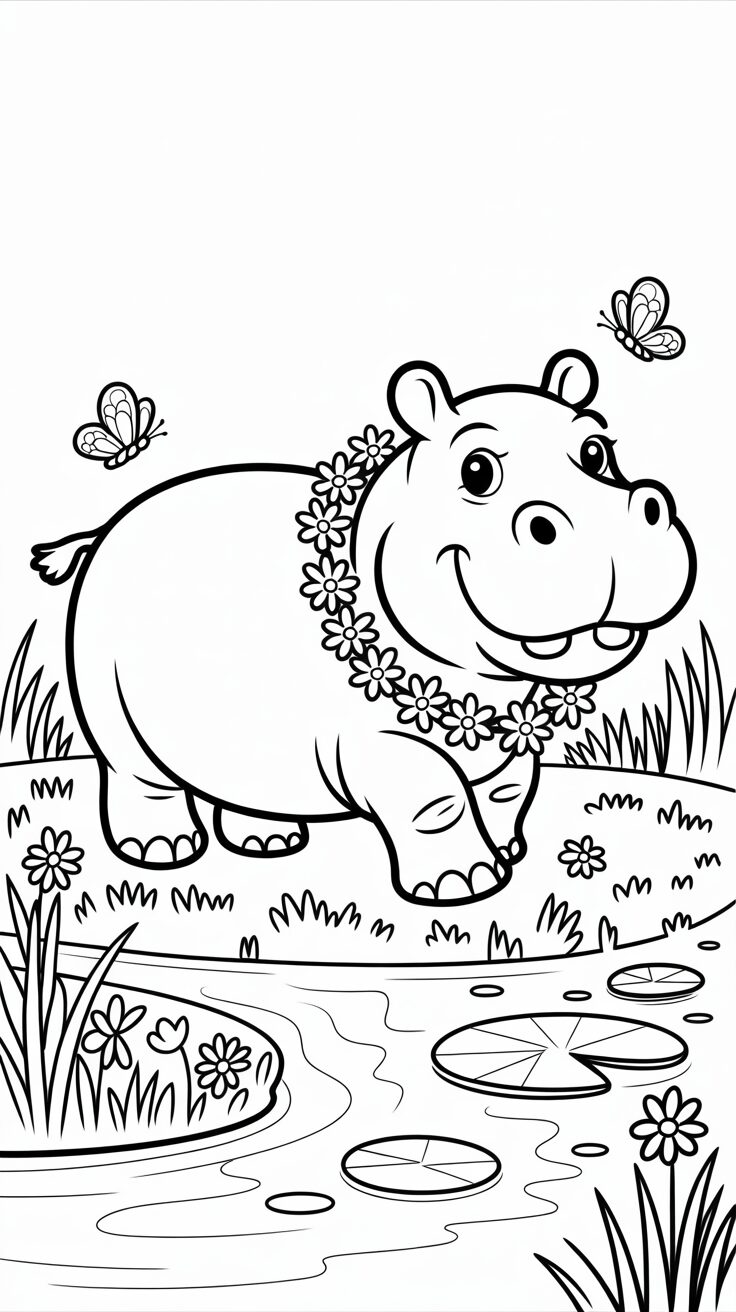 printable hippo coloring pages