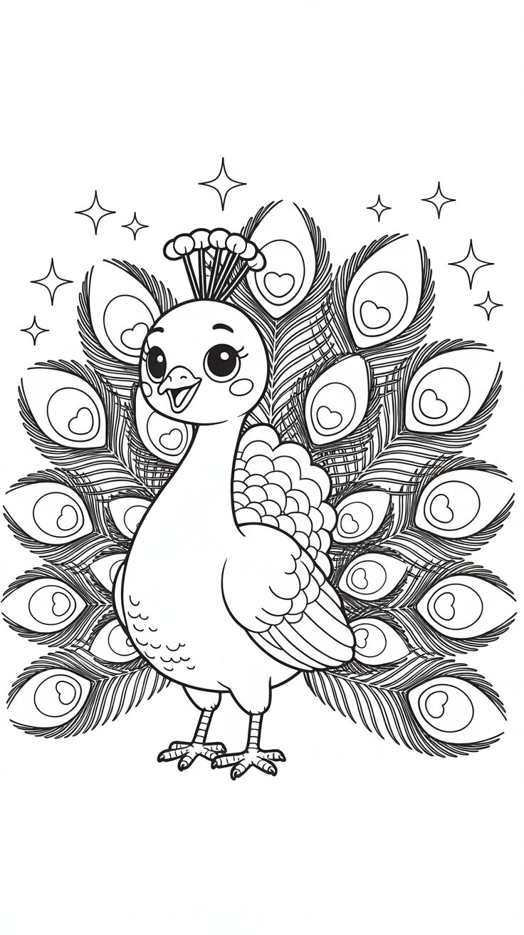 easy peacock coloring pages