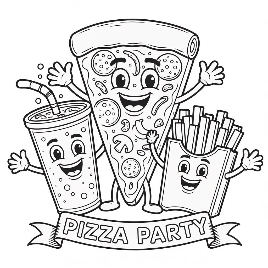 cute pizza coloring pages