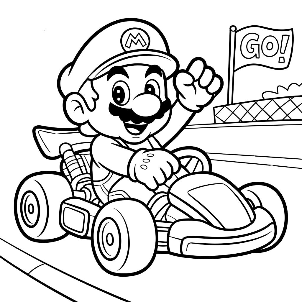 coloring pages mario kart
