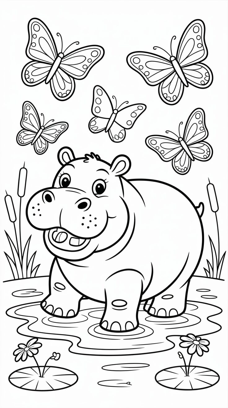 hippo coloring pages for adults