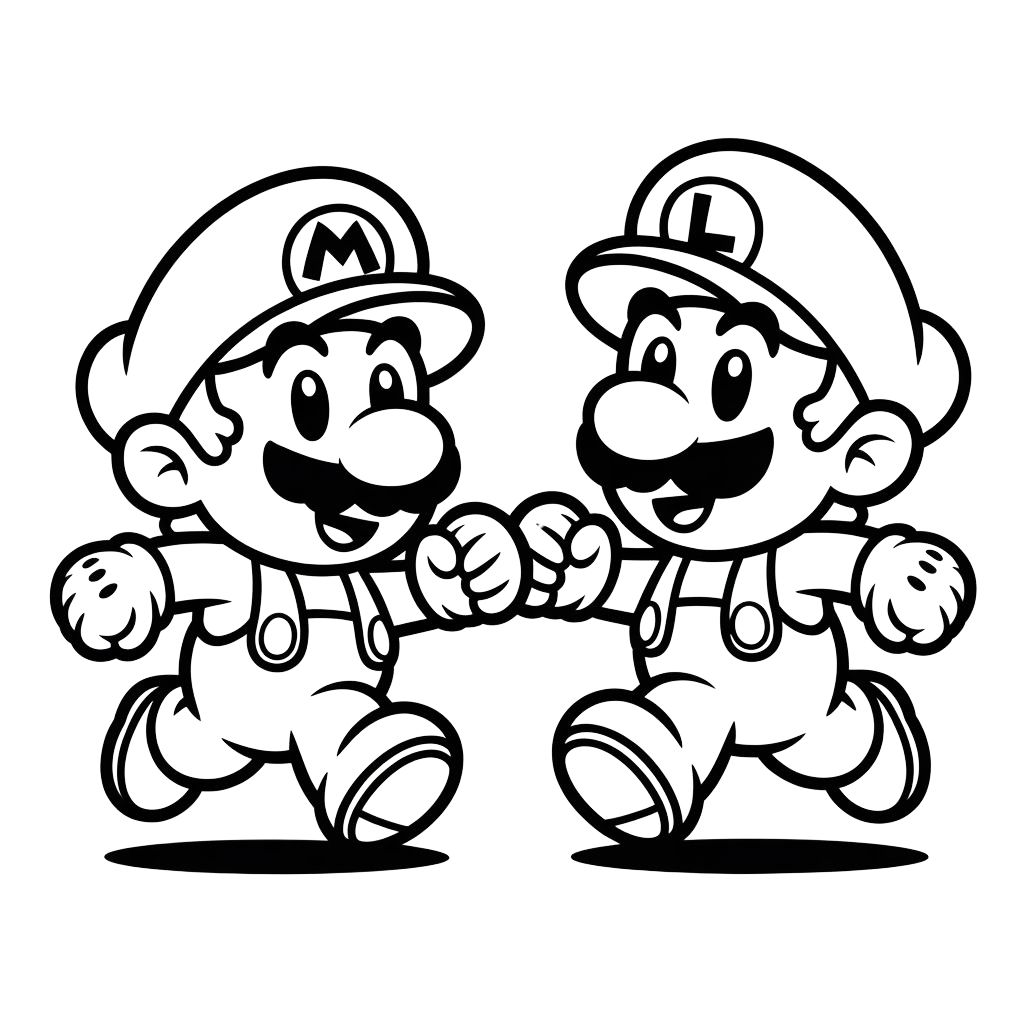 coloring pages of mario and luigi