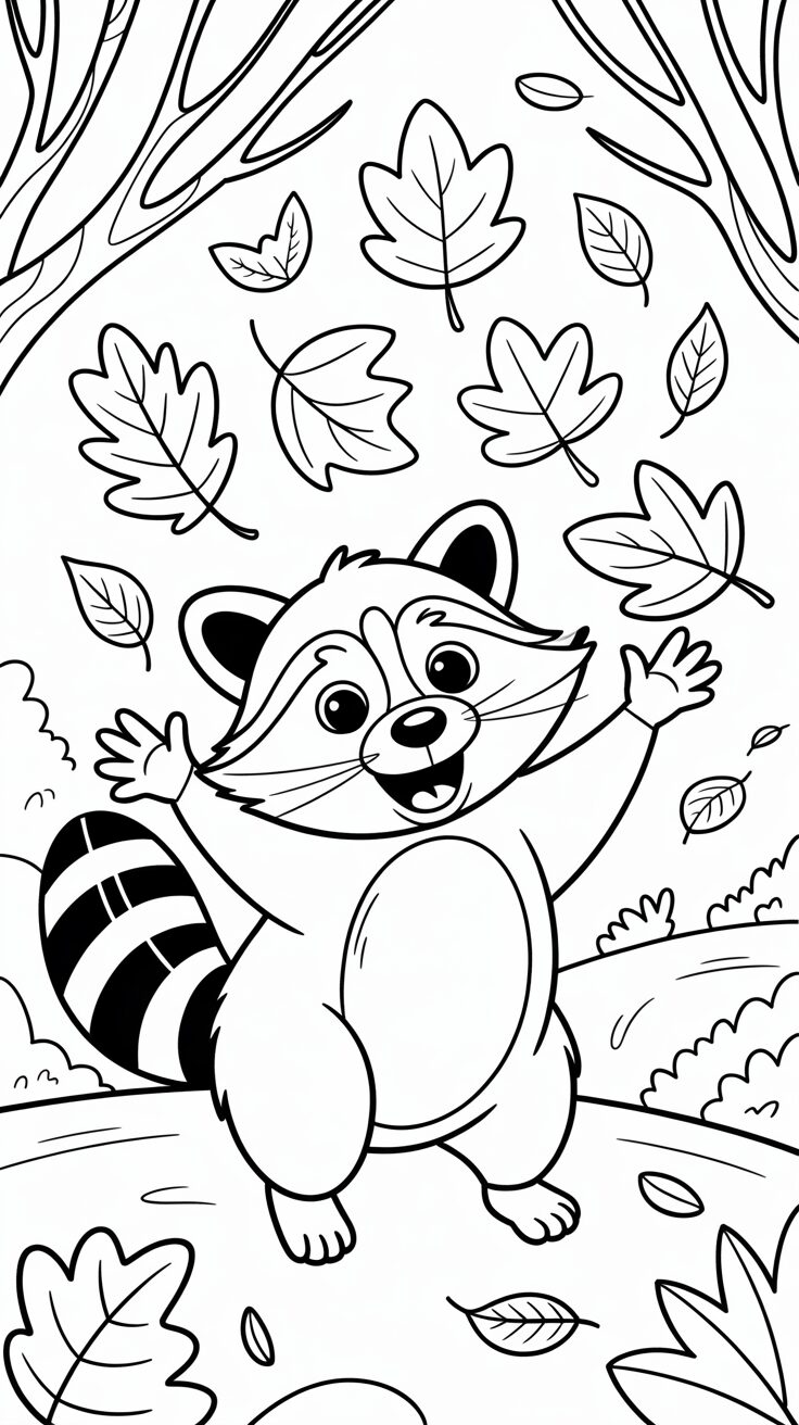 christmas raccoon coloring page