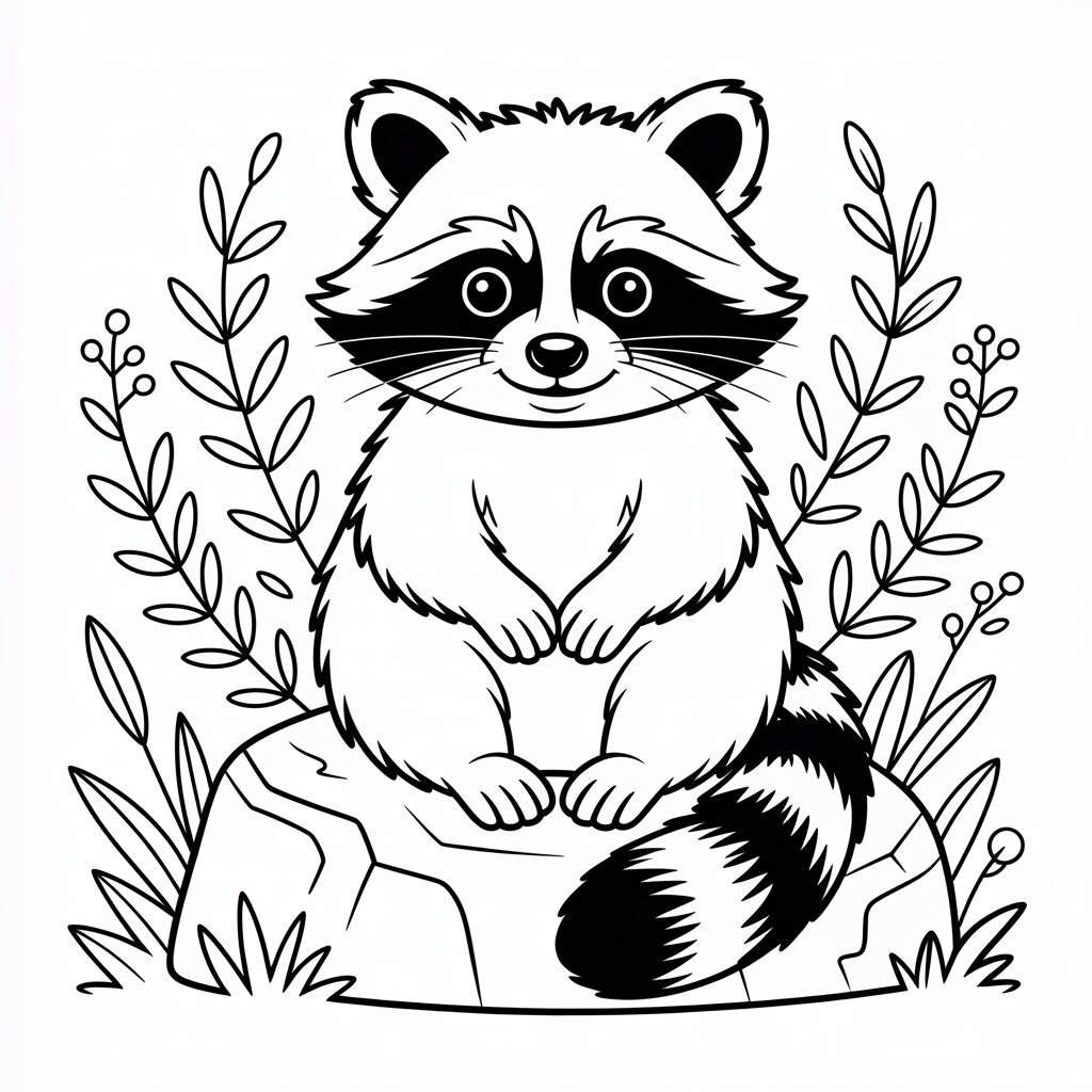 coloring pages raccoon