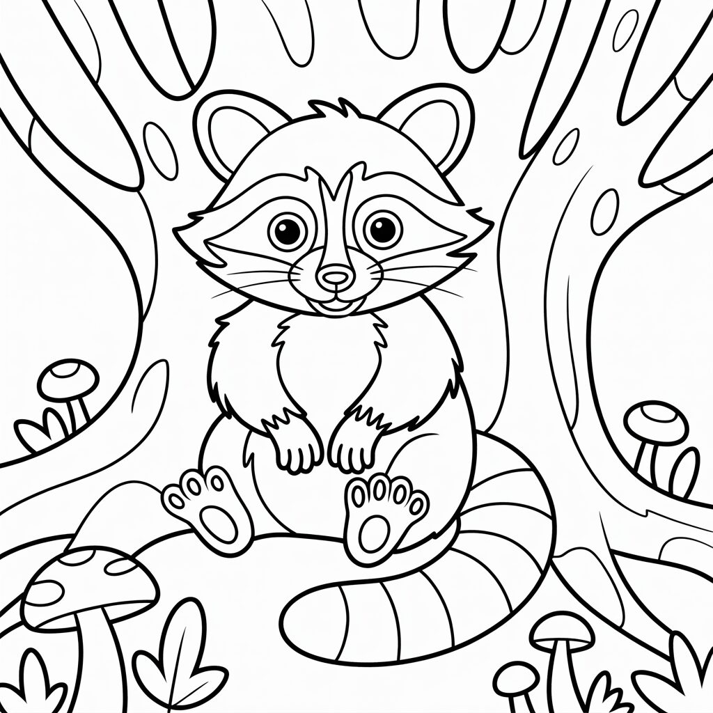 cute raccoon coloring pages
