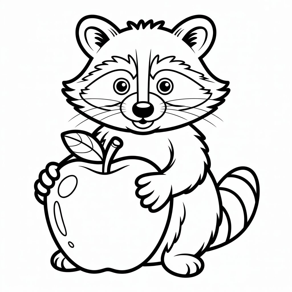 coloring page of raccoon