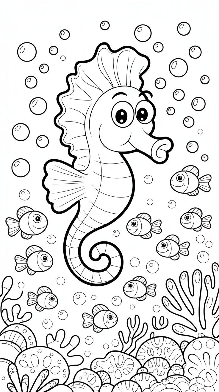 seahorse coloring page