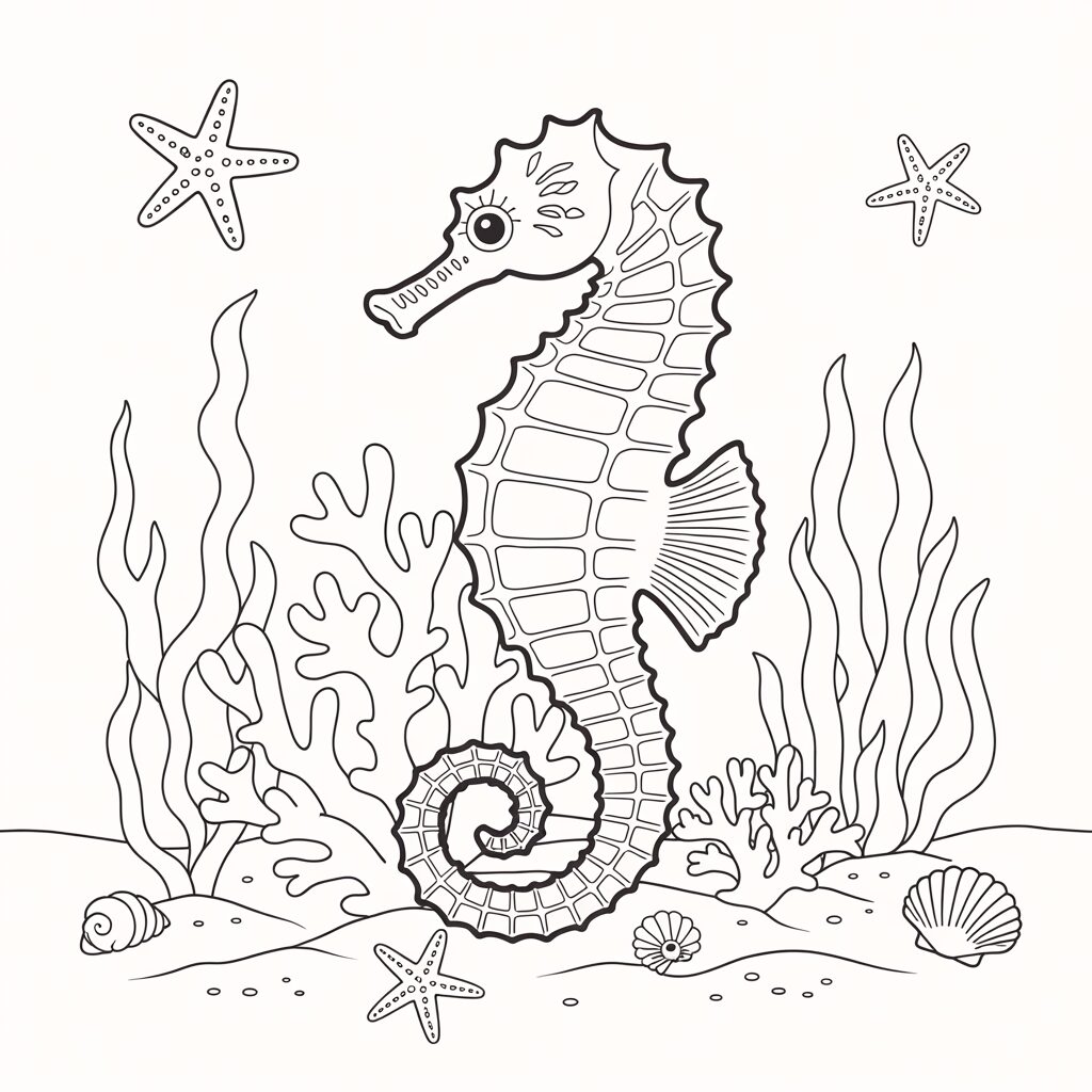 seahorse color pages