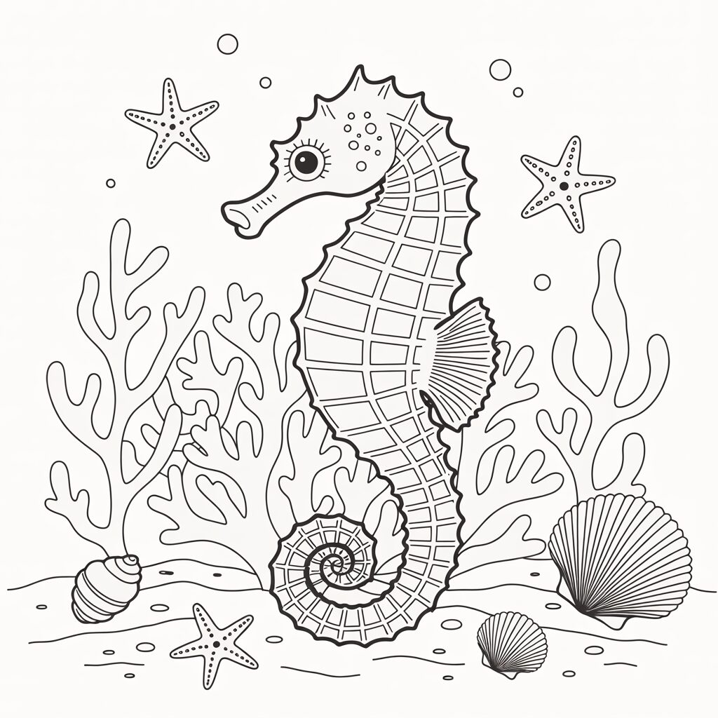 coloring page seahorse