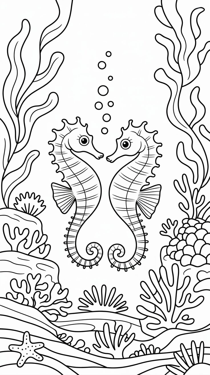 seahorse coloring book