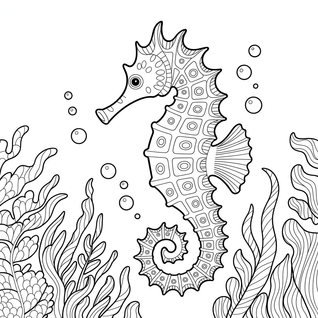 seahorse coloring sheets