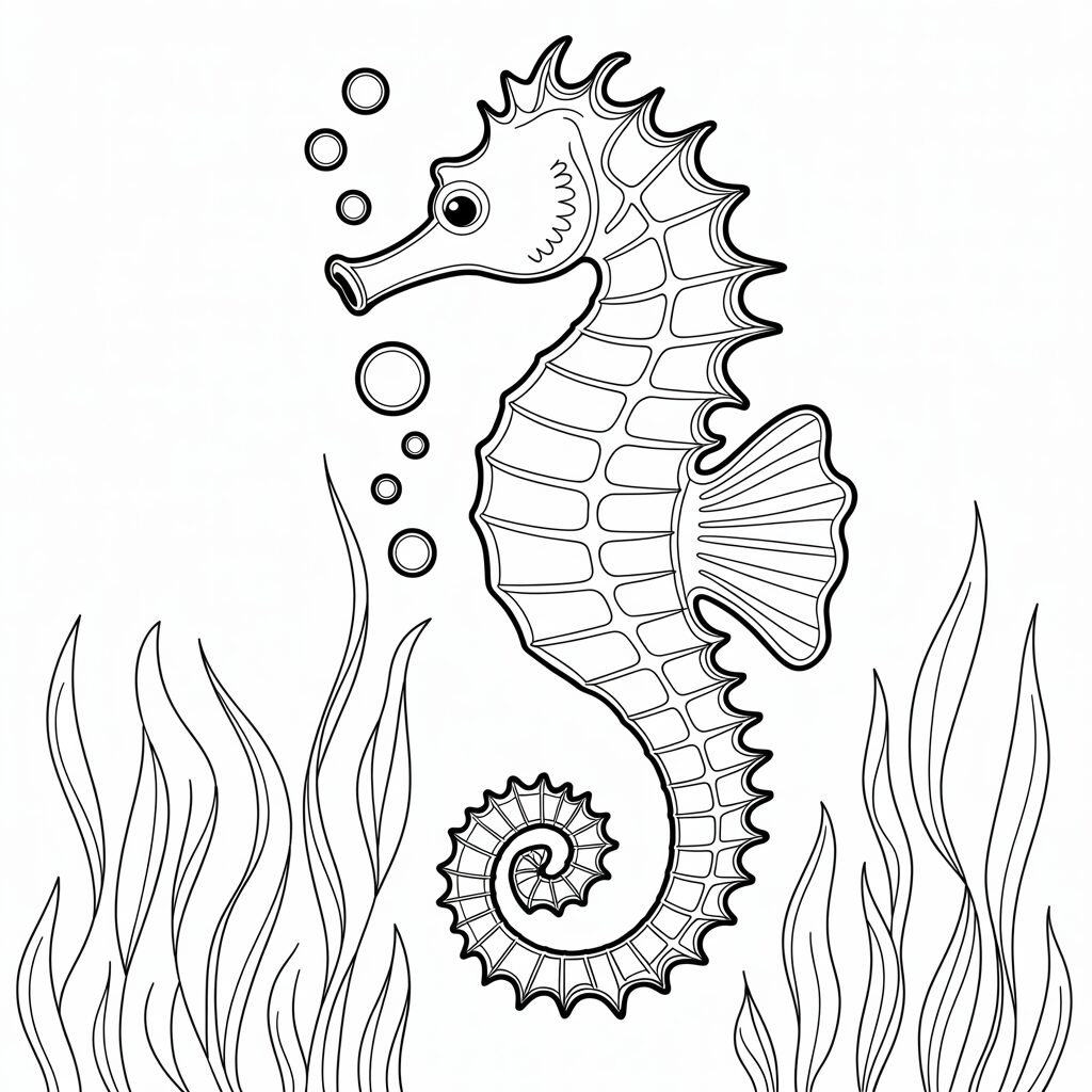 seahorse coloring sheet