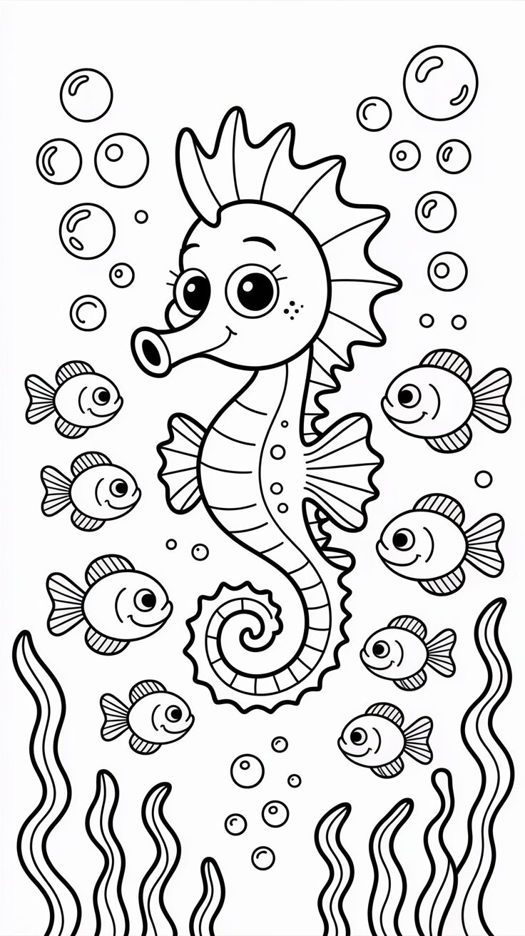 cute seahorse coloring pages