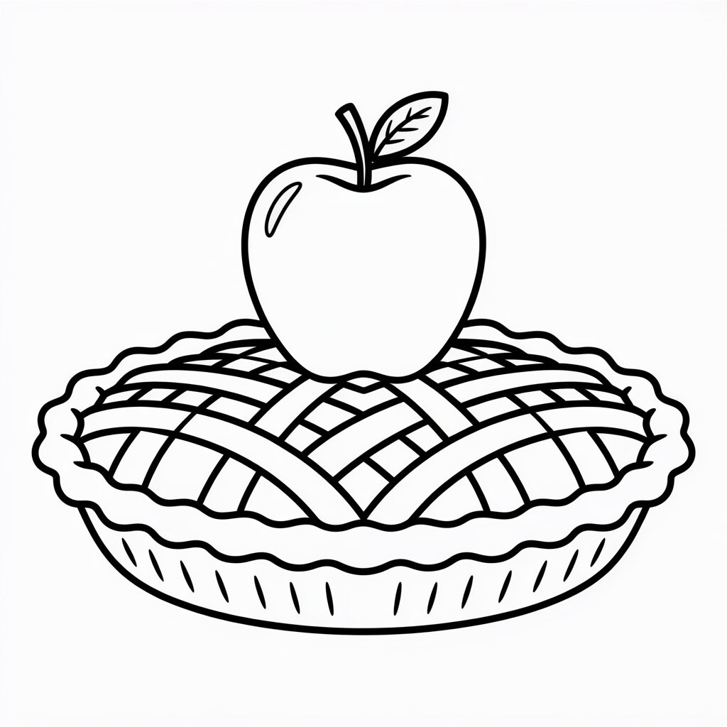 Coloring Page Apple Pie with an Apple on Top